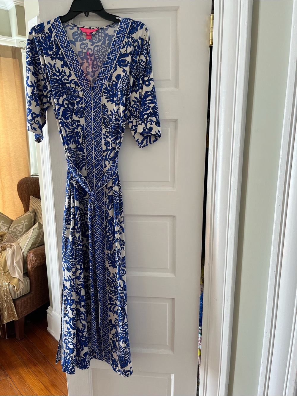 Lilly Pulitzer Women's Remelle Coral Belted Maxi Dress in Deeper Coconut - Picture 3 of 5
